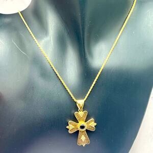925 gold over Sterling cross necklace